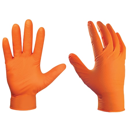 Ge Disposable Gloves, 8 mil Palm, Nitrile, Powder-Free, L, Orange GG622L